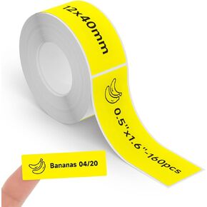 Thermal Labels DETONGER 1/2 Width Compatible Tape Refills Label Stickers Film Coatedfor Label Maker Tapes Home Office School Business Use Sticky Liquid-Proof 0.5"×1.6"(12×40mm) Duck