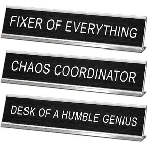 Chaos Coordinator Novelty Nameplate Office Decor, Funny Desk Signs Black Desk Plaque for Women Men Coworker Gift Office Home Supply Accessories 10 x 2"