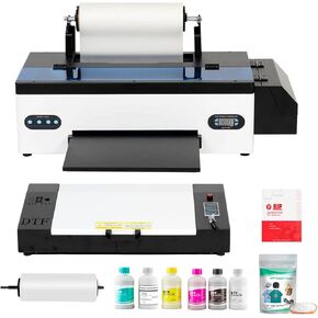 A3 DTF Printer with Oven Bundle Set L1800 Direct to Film Transfer Printer Machine with Advanced White Ink Circulation System for DIY Print T-Shirts, Dark and Light Fabric Printing