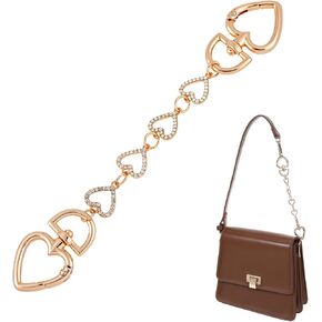 Purse Strap Extender for Handbag Bag, Gold Hearts Rhinestones Bag Extenders Chain, Purse Extender Chain - Elegant and Durable Accessory