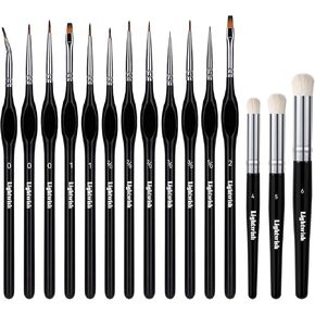 LIGHTWISH Minature Paint Brushes Dry Brushes,15 Pcs Model Detail Paint Brushes for Miniature Painting Model Coloring Watercolor Acrylic Gouache