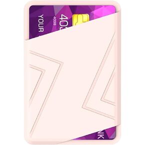 BIAJIYA Phone Card Holder Silicone Wallet Stick-on ID Credit Card Pocket for Smartphones (C-Pink)