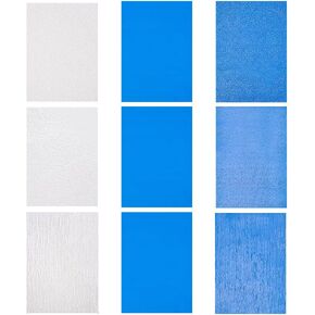 PH PandaHall 3 Styles Water Effect Sheet 6 Sheets Textured Plastic Paper Clear Ripple Sheets Flowing Water Sheet with Blue Self-Adhesive Stickers for Miniature Lake Scene Home Decor 14x10.6 Inch