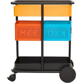 MEEDEN 3 Tier Rolling Utility Cart: Metal Heavy Duty Storage Cart Organizer with Wheels - Portable Tool Trolley for Home Office Kitchen
