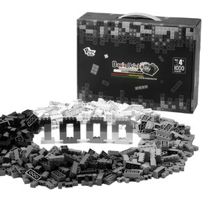 1000 Piece Blocks for Building, Classic Bulk 2x4 Basics Bricks Building Set, Compatible with All Major Brands, Creative STEM Building Toys for Kids Ages 4 5 6 7 8 (Black & Gray & White)