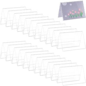 BENECREAT 24pcs 3.5x2x2.5 Inch Acrylic Table Nameplate, V-Shaped Clear Name Plates Tent Acrylic Name Plate Display for Office Business Conference Meetingroom Student School Classroom