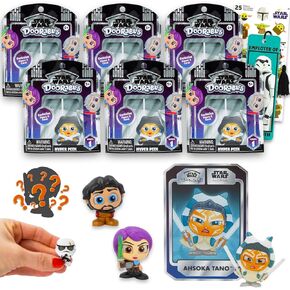 Disney Star Wars Doorables Blind Bags Set - Bundle with 6 Doorables Mini Figures for Kids, Adults Plus Stickers, More | Star Wars Mystery Figures Series