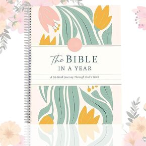 The Bible in A Year: A 52-Week Study Through Gods Word - Spiral Bible Study Guide 52-Week Women's Bible Study Plan, Reflection, and Spiritual Growth (1PCS)
