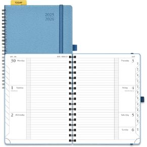 POPRUN Planner 2025-2026, Horizontal Weekly Notebook Jul.25-Jun.26 (Medium 6.75''x 8.75''), Academic Calendar Book with Monthly Tabs, Spiral Soft Cover, Inner Pocket, 100 GSM - Black