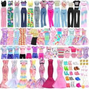 43 Pcs Doll Clothes & Accessories Include 2 Evening Dresses 5 Fashion Dress 5 Tops 5 Pants Chill Outfits 3 Swimsuits with 15 Pairs of Shoes 13 Accessories for 11.5 Inch Girl Dolls Clothing Set