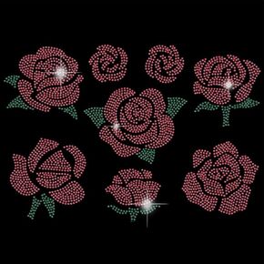SUPERDANT Rose Iron on Rhinestones Transfer Rose Flower Crystal Heat Transfer Stickers Roses Hotfix Rhinestone Bling Decals for Girls T-Shirt Clothing DIY Art Craft Gifts Valentine's Day Decor