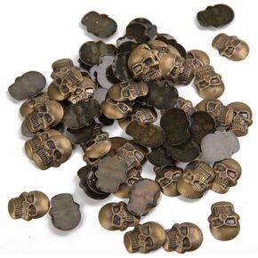BEADSLAND Hotfix Skull Studs,12mmx16mm Flat Back Iron On Skull Flatback Glue 100pcs (Antic Bronze)