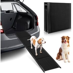 Dog Ramp for Car, Extra Wide Portable Dog Car Ramp, 71 x 20 W Aluminum Foldable Pet Climbing Ladder, Non-Slip, Max 270 LBS, Dogs Steps Ramps for Car, SUV, Truck, Bed, Sofa