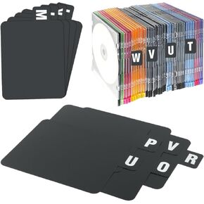26Pcs Vinyl Record Dividers A-Z, Vinyl Record Separators with Alphabetical Tabs, Reusable LP Dividers for DVD Organizing Protection(Black,Size:4.7 * 6.7inch)