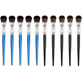 10 PCS Mop Brush for Acrylic Painting 1Inch Oval Propylene Paint Brushes with Short Wooden Handle Blending Brush Oil Painting for Gouache Watercolor Brushing Face Body Art （2 Colors）