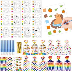 Capybara Party Favors for Kids - 24 Pack Capybara Watercolor Coloring Books with Goodie Bags Stuffers, Painting Books Art Craft Kit for Toddlers Ages 4-8 Classroom Prizes Party Supplies Birthday Gifts