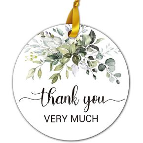 50 Greenery Thanks You Tax ، شكرًا جزيلاً لك على علامات الهدايا لحفلات الزفاف ، حمام الزفاف ، أعياد الميلاد ، الحفلات ، استحمام الأطفال ، جولة 2 بوصة مع 2 لفات من الشريط 20m/65.6ft.