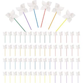 Meyeyaia 60 PCS DIY Craft Pinwheels Easter Crafts فارغة ورق pinwheels لفصل الربيع الصيفي أنشطة المدرسة المدرسية
