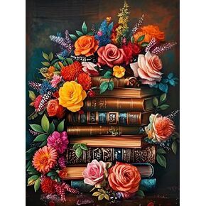 Diamond Painting Kits for Adults, Books Diamond Art Kits for Adults Beginner, 5D Book Flower Diamond Art kits ,DIY Full Drill Diamond Dots Gem Art and Crafts for Home Decor and Relaxation 12x16 in ﻿