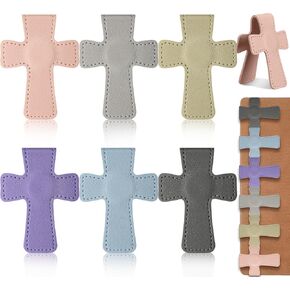 6 Pcs Cross Leather Magnetic Bookmarks for Women Christian Bookmarks Page Markers Colorful Religious Cross Bookmark for Women Students Teachers Book Lovers Reading Supplies