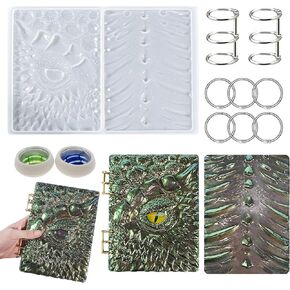 Note Book Cover Resin Molds, Dragon Eye Resin Notebook Molds, Note Book Cover, Epoxy Resin Molds Silicone Casting with Book Rings, Glitter for Notebook Epoxy Resin DIY