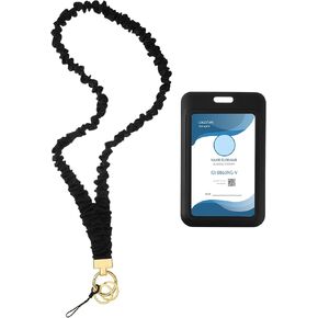 Geyoga Stepty Scrunchie Lanyard مع حامل شارة شاق للمعلم Scrunchie Lanyards لبطاقة الهوية ومفاتيح Sliding Id Badge حامل السحب القابلة للسحب