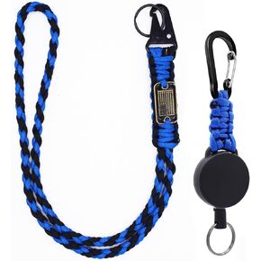 Retractable Keychain, Heavy Duty Badge Holder Reel – Braided Paracord Lanyard with USA Flag, Retractable ID Badge