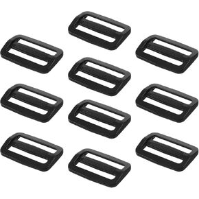 10 Pcs Black Adjustable Glide Slider, Plastic Buckle Backpack Strap Clip Belt Buckles Slider Adjustable Lock Buckles Adjuster for Webbing Strap Backpack Belt