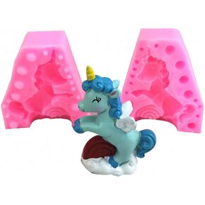Fewo 3D Unicorn Silicone Candle, Soap, Resin & Epoxy Mold - Pink Animal Shape - Food Grade, Heat Resistant, Non-Stick, Microwave, Oven, Freezer & Dishwasher Safe