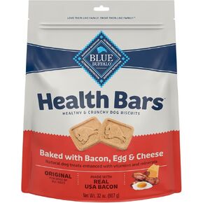 Blue Buffalo Health Bars Mini Crunchy Dog Biscuits, Oven-Baked with Natural Ingredients, Bacon, Egg & Cheese, 32-oz Bag