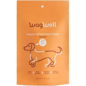 WagWell Freeze Dried Cheese Dog Treats - Grain-Free, High-Protein Pasteurized Dog Treats Made in The USA - Human-Grade, Minimally Processed & Preservatives Free
