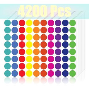 4200 Pcs Colored Dot Stickers, 3/4" Circle Stickers Labels, Removable Writable 10 Colors for Planners, Office, Gift Wrapping, Home Organization