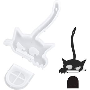 2Pcs 3D Cat Silicone Resin Molds Kitten Hanging Silicone Resin Molds Animal Wall Shelf Silicone Resin Mold for Hanging Candles Home Wall Decor Art Parties Crafts (Straight Tail)