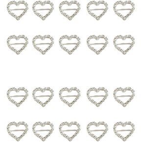 Lurrose 20 pcs Rhinestone Ribbon Buckles Sliders Clothing Decoration Heart Shaped Buckles Headwear Craft Wedding Garment Accessories