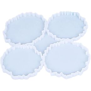 4 in 1 Crystal Epoxy Resin Coaster Tray Molds Agate Geode Resin Molds Coaste Making Accessories Office Home Decoration