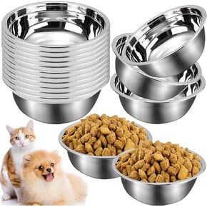 12 PCS Stainless Steel Cat Bowls,Replacement Whisker Fatigue Relief Food Bowls,Shallow Cat Food Dish for Indoor Cats,5.5 Inches Metal Bowl for Small Dogs and Cats,Dishwasher Safe