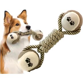 Premium Dog Chew Toy - Dumbell Knot & Ball Combo, Perfect for Aggressive Chewers, Molar-Friendly, Interactive Chew Toy, for All Breeds and Sizes, Puppy Toy, Teething, Rope Toy