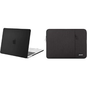 MOSISO Plastic Hard Shell Case & Vertical Sleeve Bag with Pocket Compatible with MacBook Pro 13 inch 2023-2016 Release A2338 M2 M1 A2289 A2251 A2159 A1989 A1706 A1708, Black