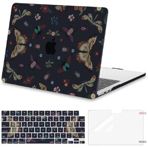 MOSISO Compatible with MacBook Air 13 inch Case 2025 2024 2023 2022 M4 A3240 M3 A3113 M2 A2681, Plastic Hard Shell&Keyboard Cover&Screen Film for MacBook Air 13.6 inch Case, Vintage Butterfly & Insect