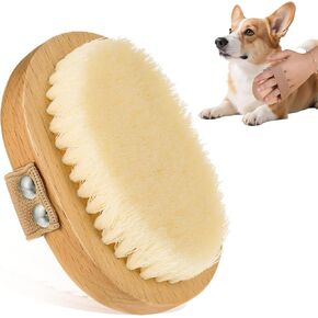 Soft Bristle Pet Brush Soft Boar Bristle Pet Palm Brush for Short Haired Dogs and Cats with Band Reduce Shedding Pets Professional Dog Brushes Boar Skin Care Bamboo Brushes
