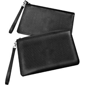 6400°F Fireproof Money Bag 2pcs, Fireproof Document Bags, Bank Cash Bag with Zipper & Strap, Suitable for A5 Documents, Bank Inventory, Passport (Black)