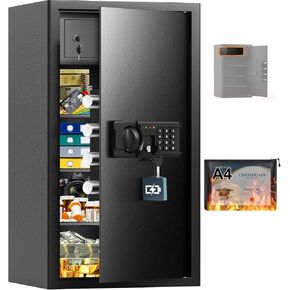 8.9 Cuft Heavy Duty Home Safes Water and Fireproof, Extra Large Fire Safe Box for Home, Anti-theft Fireproof Safe with Dual Alarms, Hidden Lock Box, Security Safes for Office Business