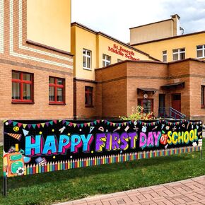 First Day of School Banner Decorations, First Day of Kindergarten Sign Banner Decorations, Welcome Back to School Party Decorations