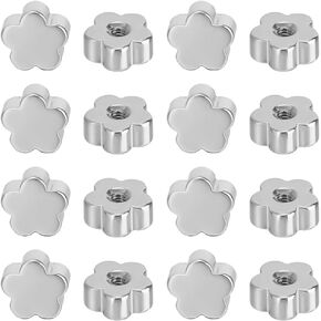 Beebeecraft 1 Box 50Pcs Stainless Steel Screw Backs (Hole: 0.8mm/20 Gauge) Flat Flower Earring Backs Replacement Metal Silver Ear Nuts for Jewelry Earring Making Supplies