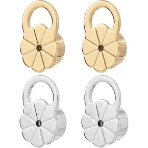 4pcs Earring Lifter Backs for Droopy Ears, Gold Silver Earring Backings Supporter for Studs Earring Lifters Backs for Heavy Earrings Earring Backers Replacements for Support