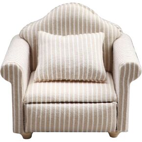 1/12 Dollhouse Couch - Miniature Double & Single Sofa with Pillow, Upholstered Armchair for Living Room or Bedroom Furniture Accessories (1 Set)