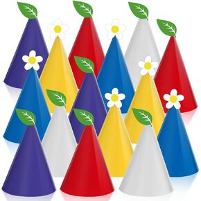 15 Pcs Birthday Party Supplies Hats Cones Toys Mine Birthday Hat Craft Colorful Cone Paper Hats with Elastic String for Baby Shower Boys and Girls Party Favor