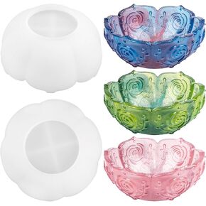 Framendino, 2 Pack Lotus Bowl Dish Resin Mold Silicone Jewelry Tray Epoxy Casting Plates Candle Holder for DIY Storage Containers Home Decor