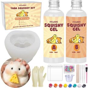 YIGWANG Taba Squishy Kit Liquid Silicone for Squishy Maker with Hamster Mold Squishy Making Kit with Flocking Powder DIY Decompression Gift
