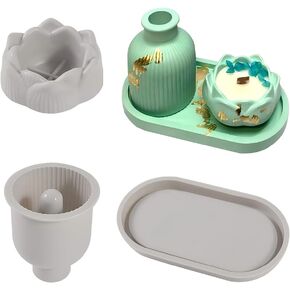Oval Resin Tray Molds, Vase Lotus Candle Holder Mold Epoxy Resin molds for DIY Trinket Dish Candy Container Candle Holder Jewelry&Plant Pot